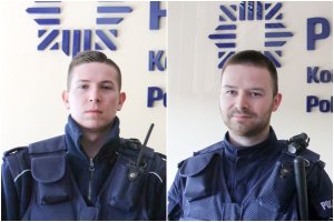 łączone zdjęcia dwóch policjantów