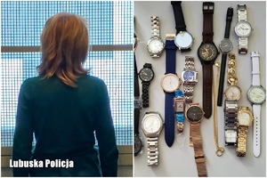 kobieta w policyjnym areszcie i zdjęcie zegarków